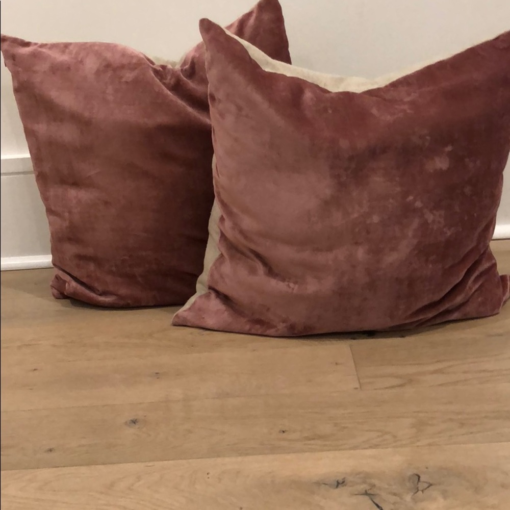 WEST ELM PINK VELVET PILLOWS